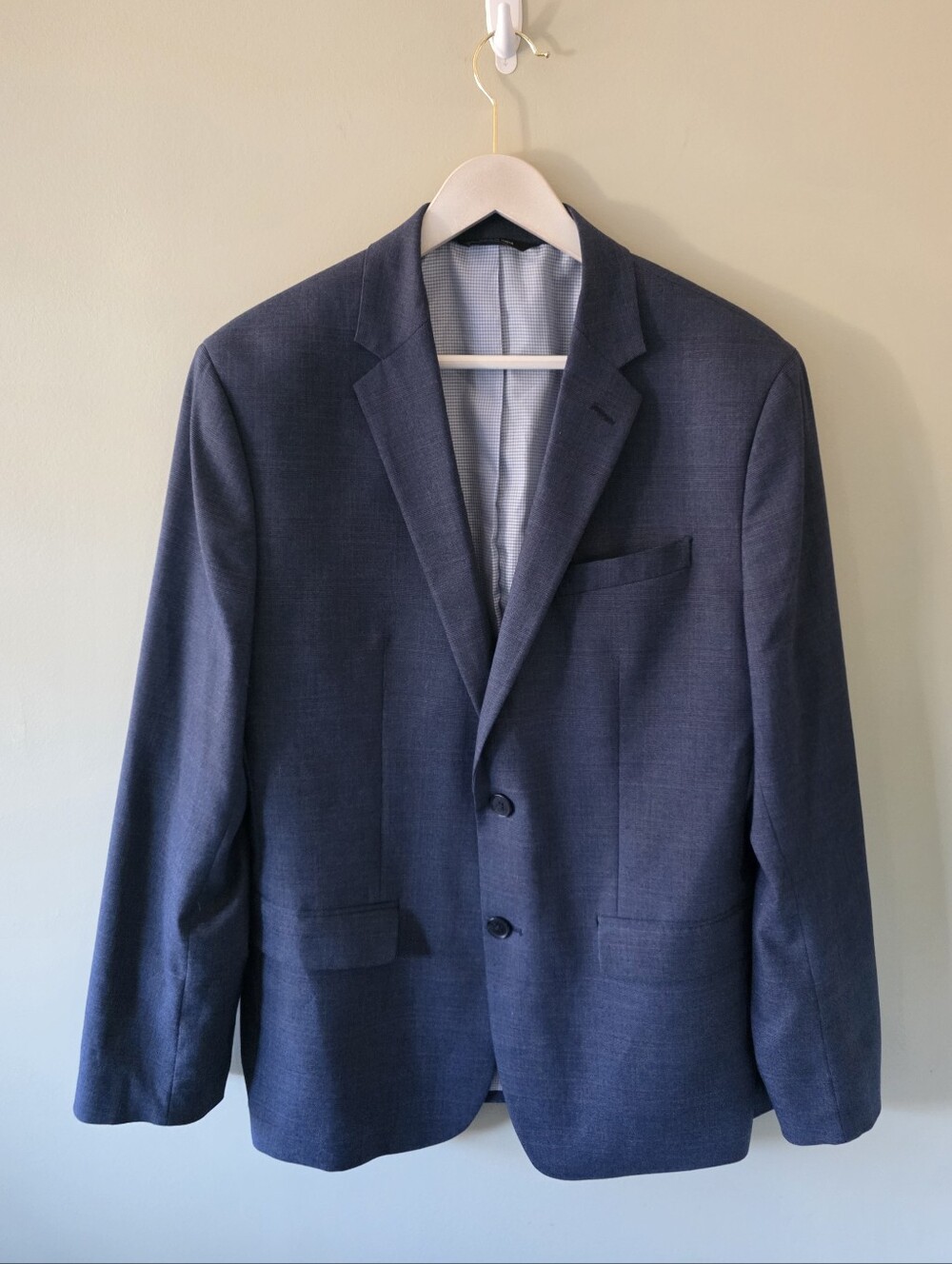 NWOT Banana Republic Factory Navy Plaid Modern Slim Fit Blazer Academia Office